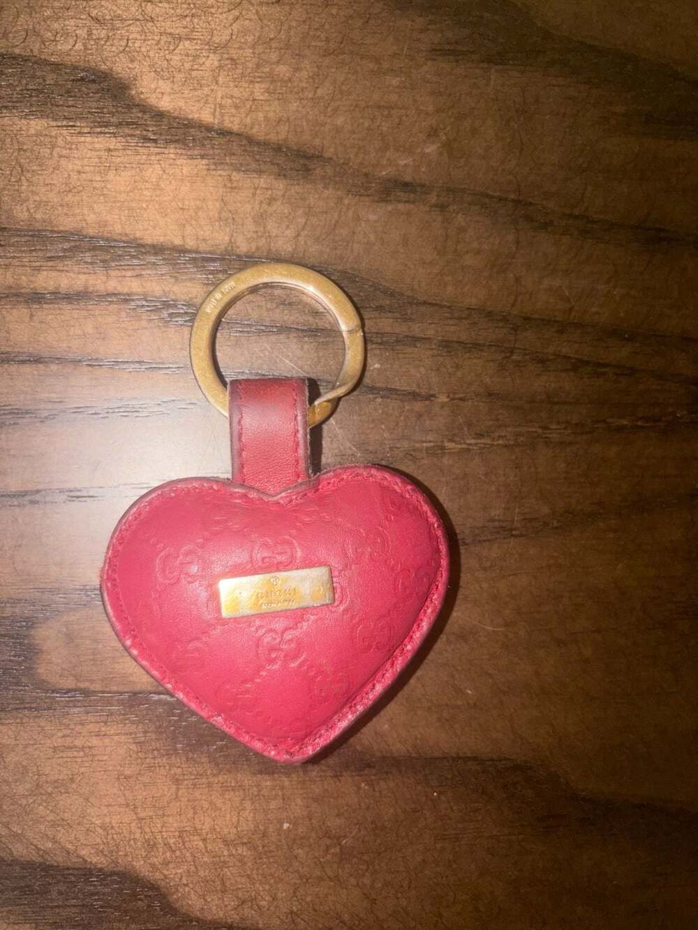 Gucci Heart Keychain Red Leather